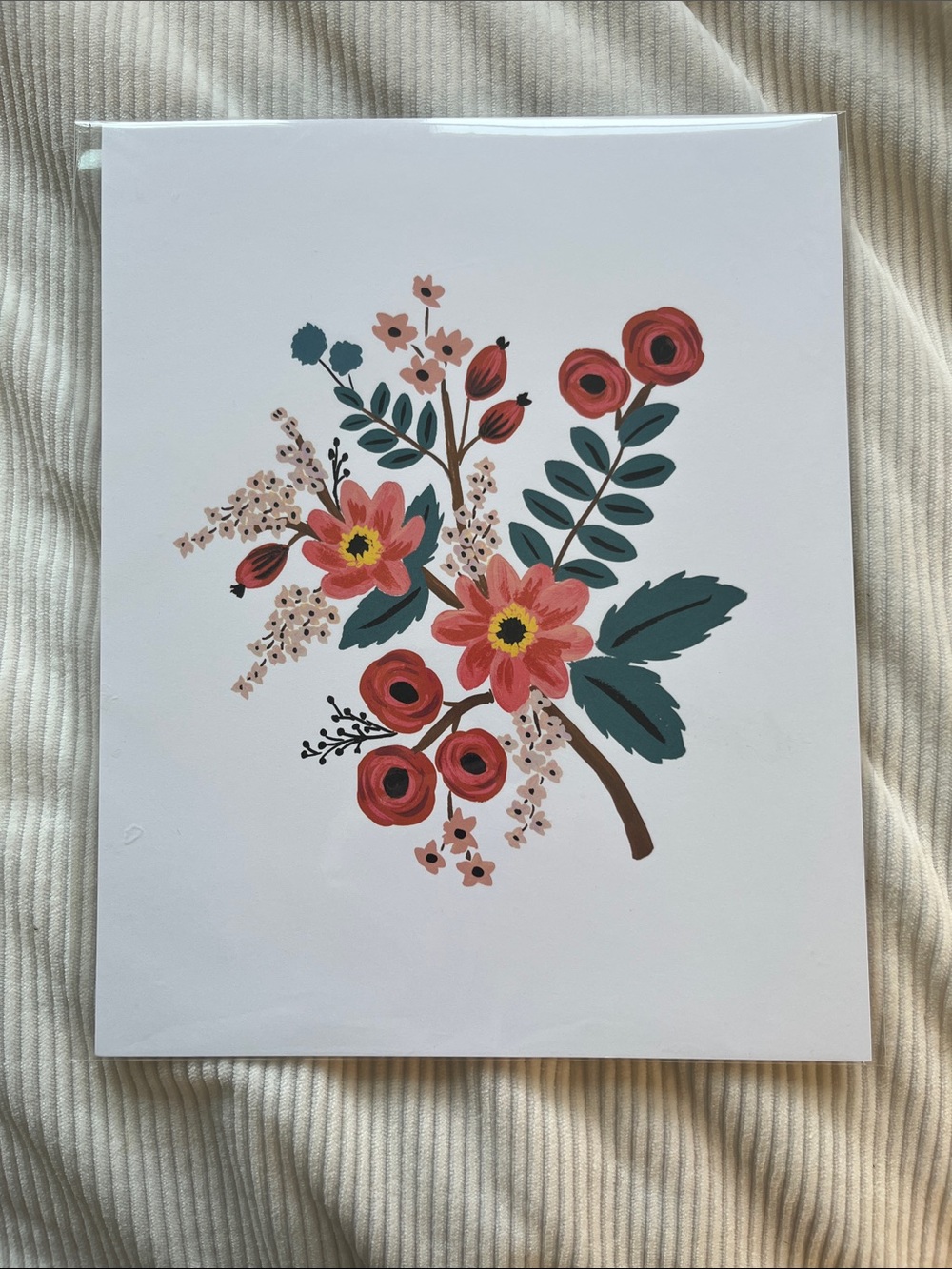 *NWT* Rifle Paper Co. Floral Art Print with Red and Green Bouquet